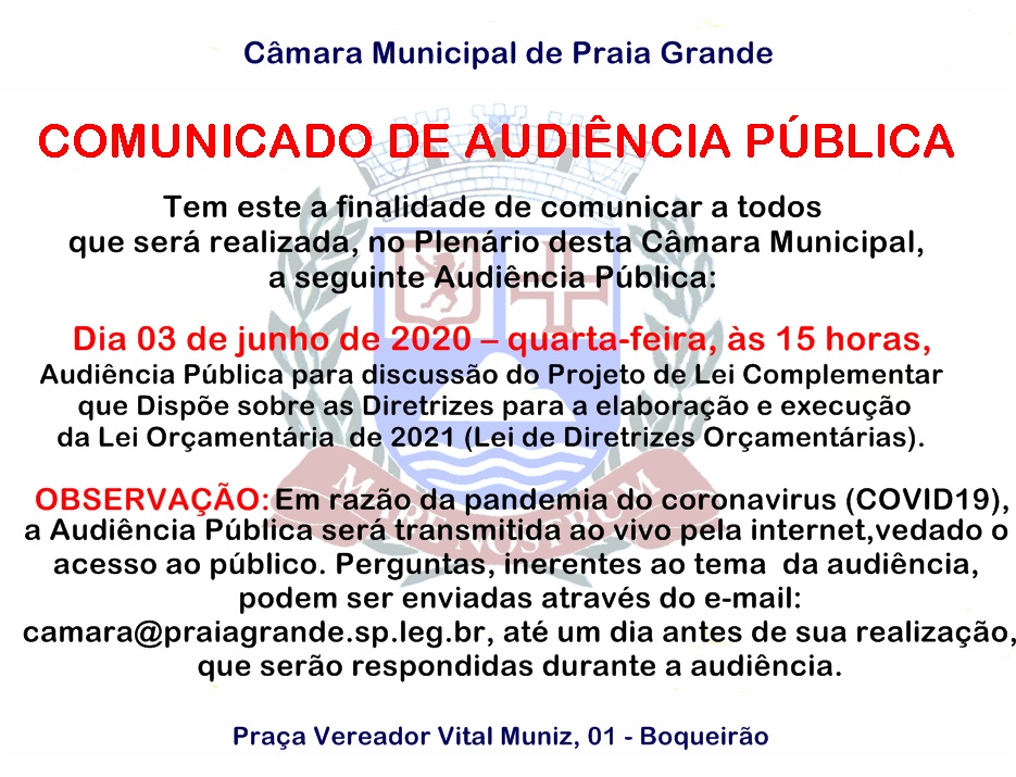 Comunicado de Audiência Pública