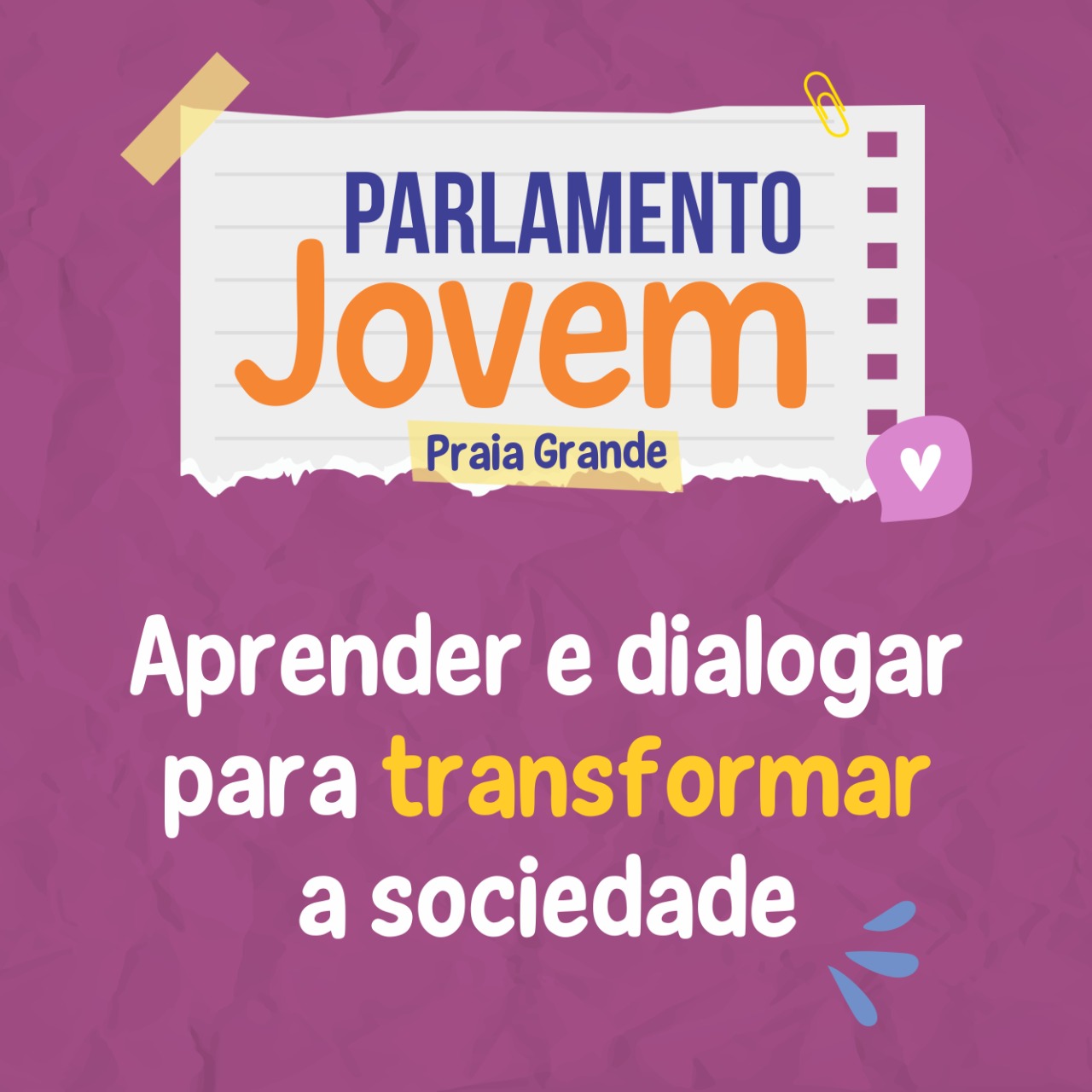 Sessão Solene do Parlamento Jovem ocorrerá no dia 23 de maio